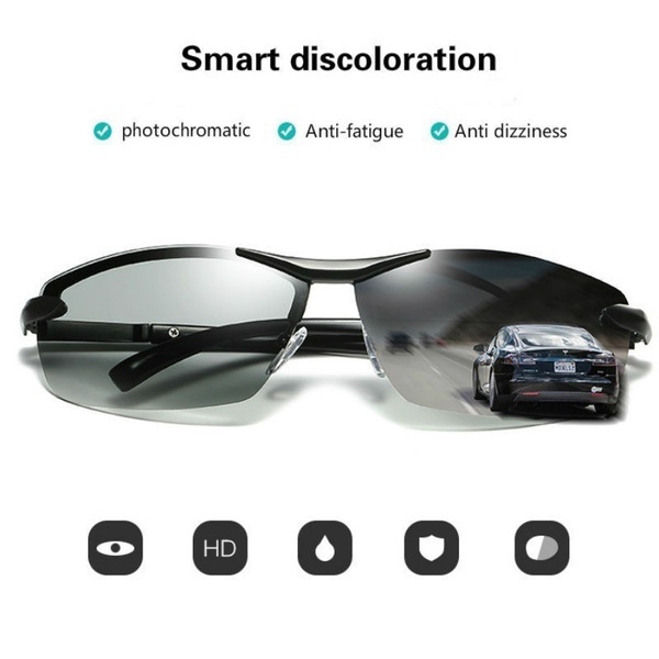 Polarized Photochromic Sunglasses Men's UV400 Driving Transition Lens Sunglasses