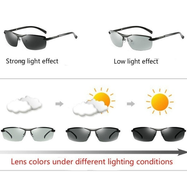 Polarized Photochromic Sunglasses Men's UV400 Driving Transition Lens Sunglasses