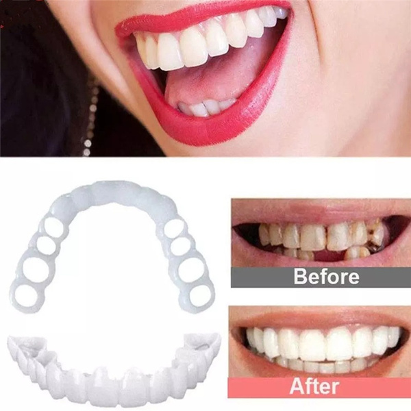 Perfect Fit Teeth Whitening Fake Tooth Cover Snap on Silicone Smile Veneers Teeth Upper Beauty Tool