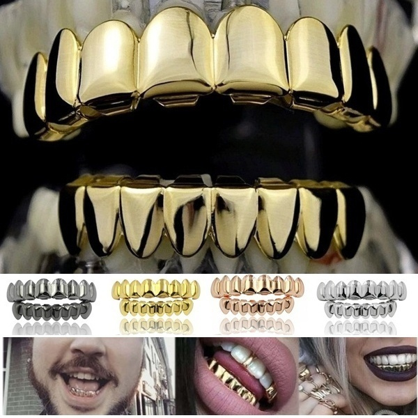 New Hip Hop Teeth Grillz Set Top/Bottom Mouth Teeth Grills Fashion Removable Dental Grills Jewelry