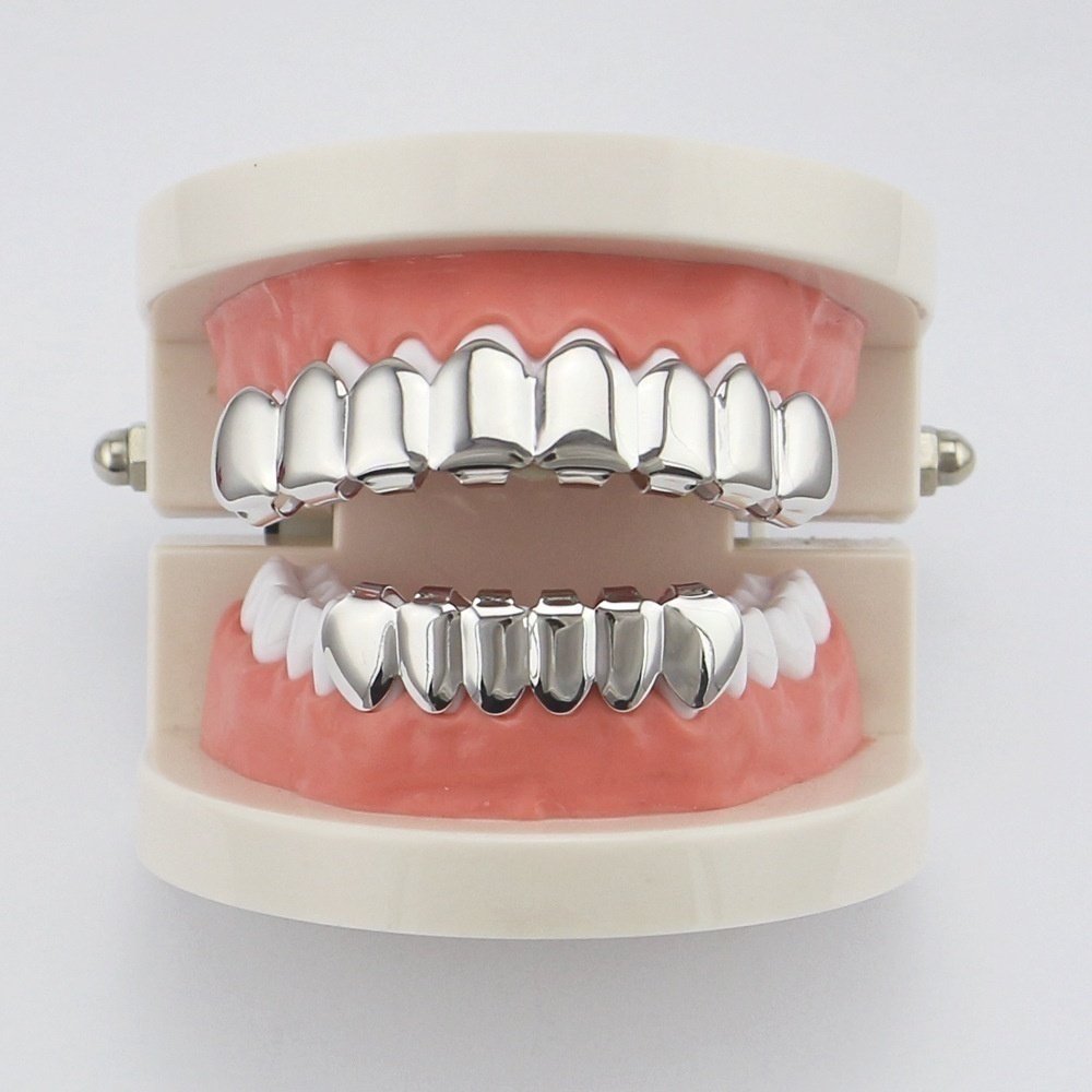 New Hip Hop Teeth Grillz Set Top/Bottom Mouth Teeth Grills Fashion Removable Dental Grills Jewelry