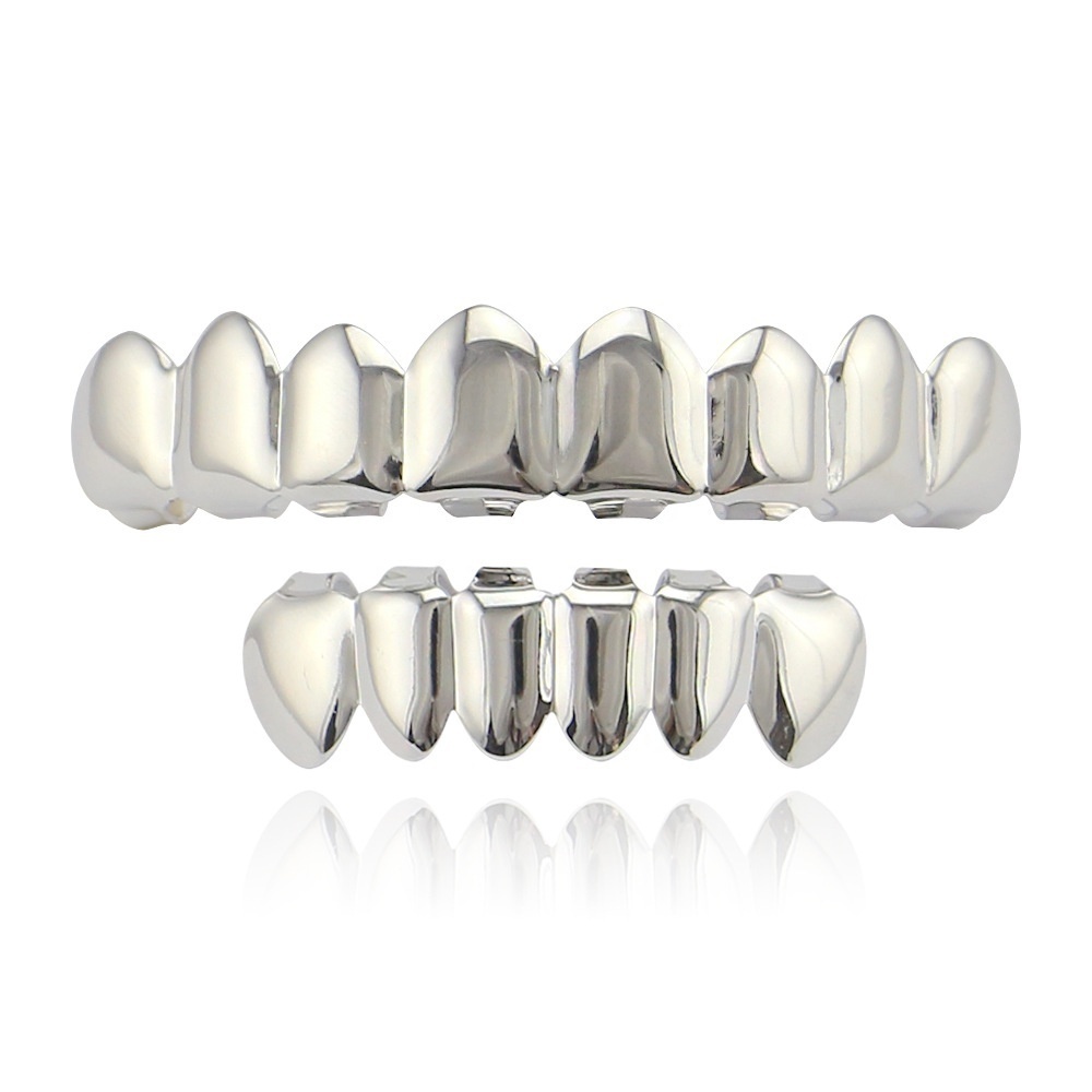 New Hip Hop Teeth Grillz Set Top/Bottom Mouth Teeth Grills Fashion Removable Dental Grills Jewelry