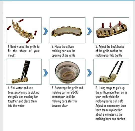 New Hip Hop Teeth Grillz Set Top/Bottom Mouth Teeth Grills Fashion Removable Dental Grills Jewelry