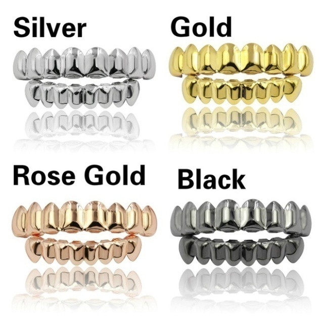 New Hip Hop Teeth Grillz Set Top/Bottom Mouth Teeth Grills Fashion Removable Dental Grills Jewelry