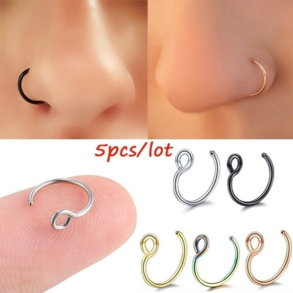 Surgical Nose Faux Nose Ring Nose Piercing Stainless Steel Nose Ring Clip on Nose Ring Nose Stud