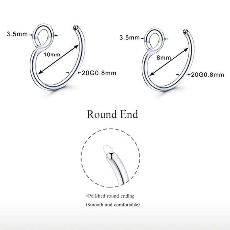 Surgical Nose Faux Nose Ring Nose Piercing Stainless Steel Nose Ring Clip on Nose Ring Nose Stud