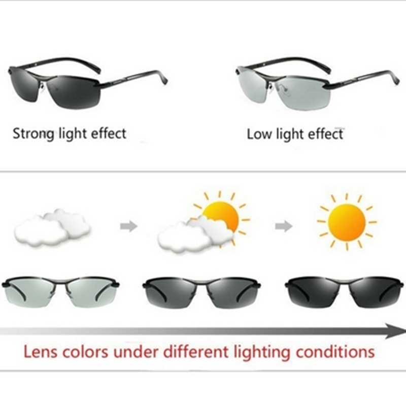 Polarized Photochromic Sunglasses Men's UV400 Drive Transition Lens Day and Night Driving Driving