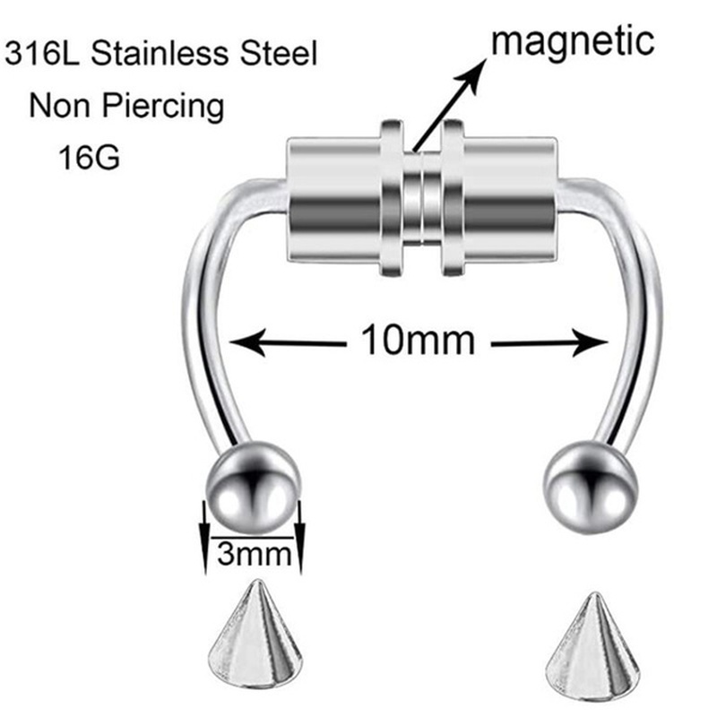 Magnetic Horseshoe Nose Rings 316L Stainless Steel Faux Septum Rings Fake Clip on Nose Hoop Rings