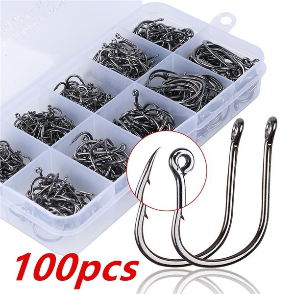 New 100Pcs/box High Quality Stainless steel Carp Fishing Bait Sharpened  Fish Hooks 10 Sizes can be