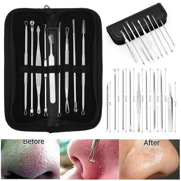 4pcs/8pcs/9pcs Blackhead Whitehead Pimple Spot Comedone Acne Extractor Remover Popper Tool Kit