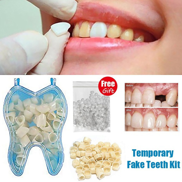 Resin Temporary Denture Crown Fake Teeth Anterior Front Tooth Replacement Kit for Makeup,