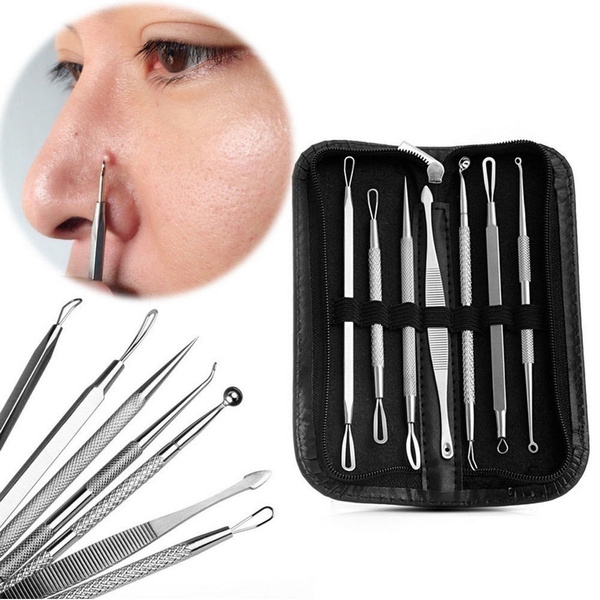 7Pcs Premium Blackhead Acne Comedone Pimple Blemish Extractor Remover Tool Kit Set