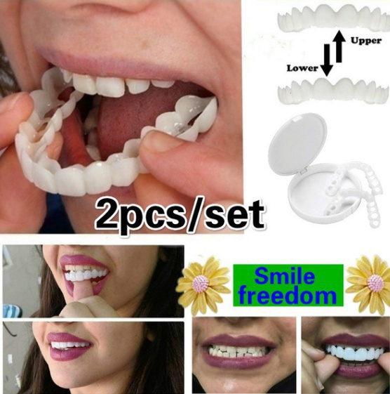 Denture   Teeth Top Cosmetic Veneer Upper or Lower (Natural Shade) fake teeth that look real