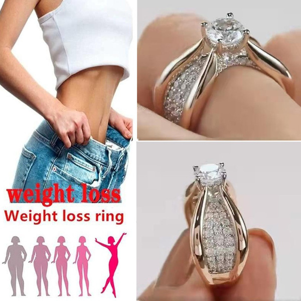 Fashion Micro-Magnetic Weight Loss Ring Unique White Sapphire Cross 18K Gold Ring Diamond Ring Lady Fat Burning Magnetic Therapy Weight Loss
