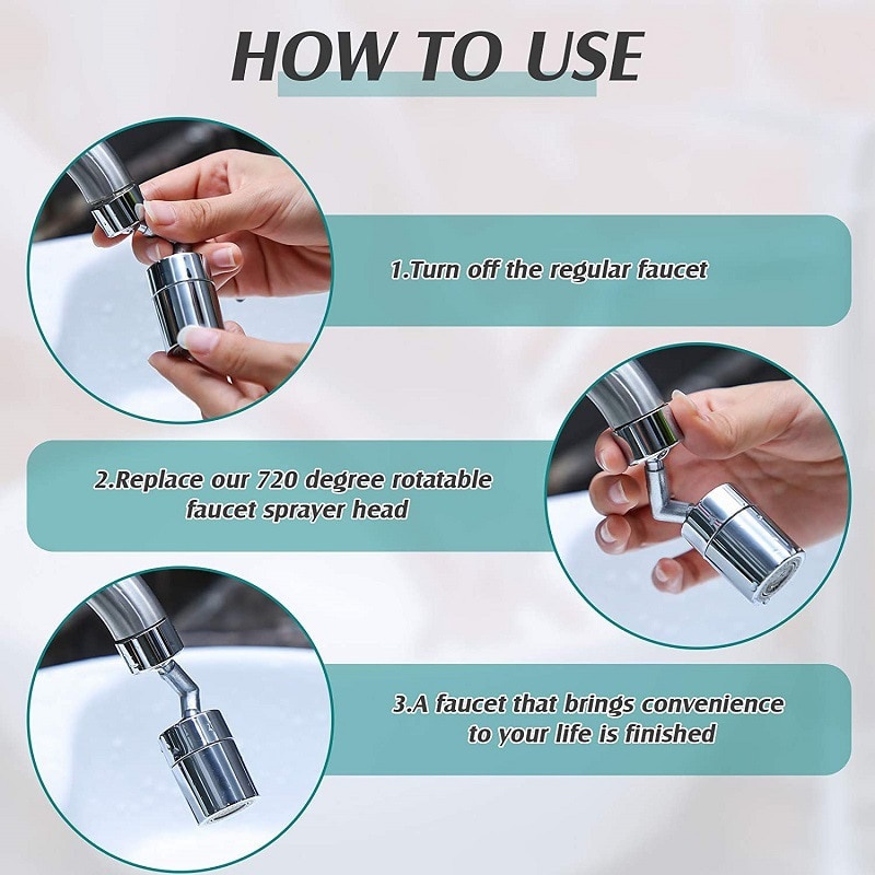 720°rotation Splash-proof Kitchen Faucet Spouts Water Saving Faucet Water Saving Bathroom Foamer Kitchen Faucet Spouts Accessories