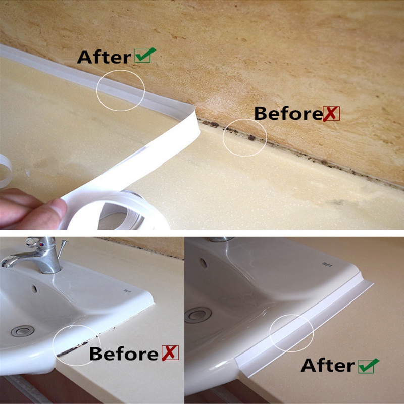 3.2m/2.2cm Bathroom Kitchen Shower Waterproof Mould Proof Tape Sink Bath Sealing Strip Tape Self adhesive Waterproof Plaster PVC