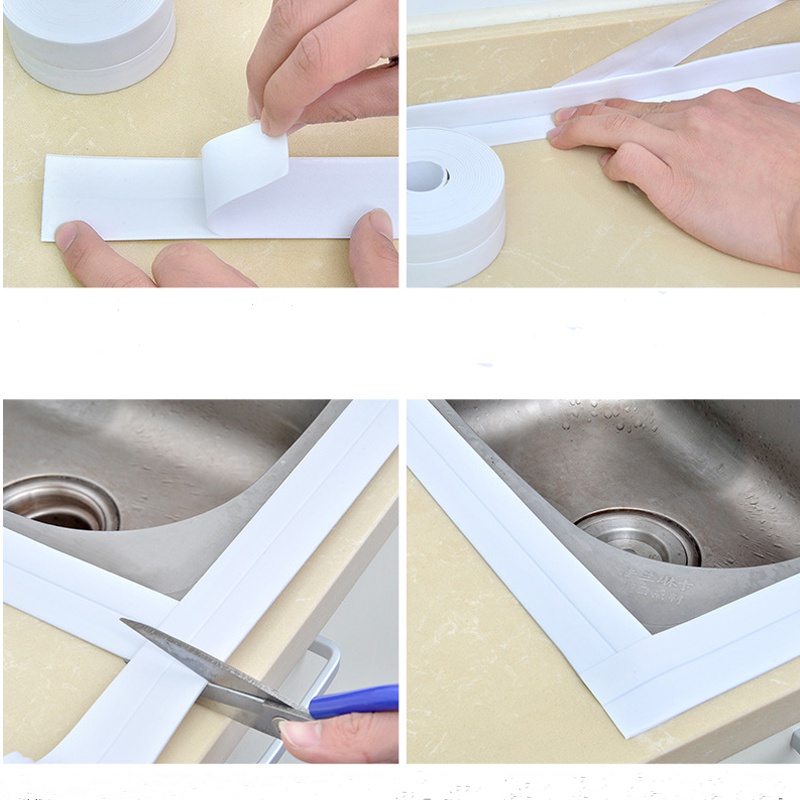 3.2m/2.2cm Bathroom Kitchen Shower Waterproof Mould Proof Tape Sink Bath Sealing Strip Tape Self adhesive Waterproof Plaster PVC