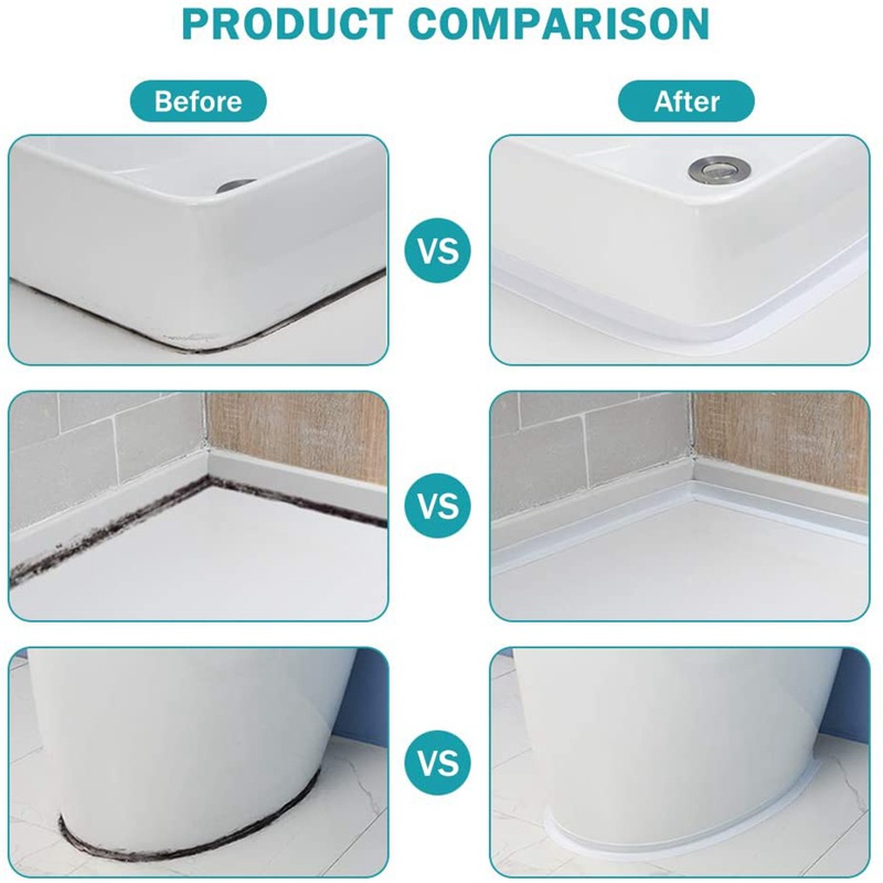 3.2m/2.2cm Bathroom Kitchen Shower Waterproof Mould Proof Tape Sink Bath Sealing Strip Tape Self adhesive Waterproof Plaster PVC