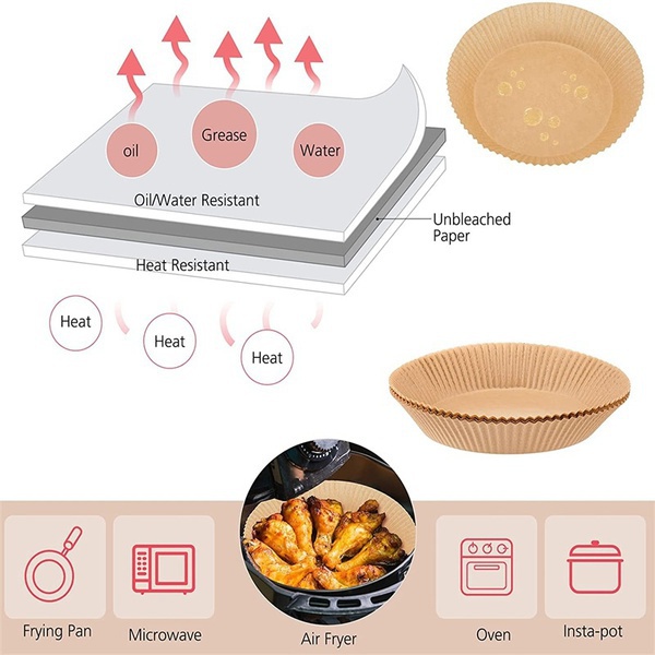 10/30/50/100PCS Air Fryer Disposable Paper Liner Non-Stick Mat Pastry Tools Kitchen Oven Baking Paper Oil Proof Absorber