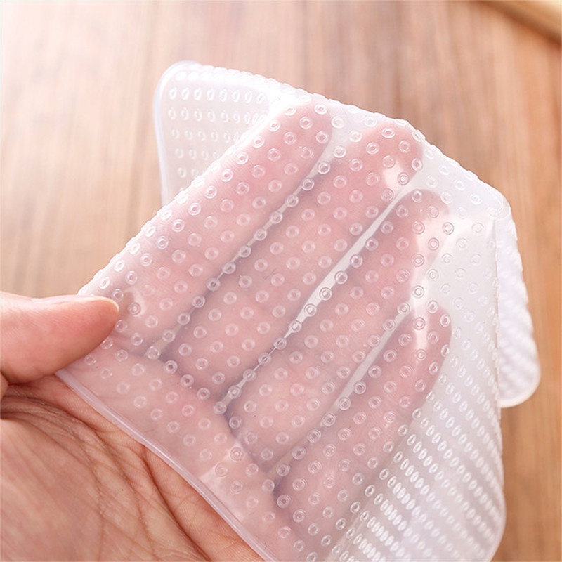 4pcs Reusable Silicone Wrap Seal Food Fresh Keeping Wrap Lid Cover Stretch Vacuum Food Wrap Bowl Cover Home Kitchen Tools