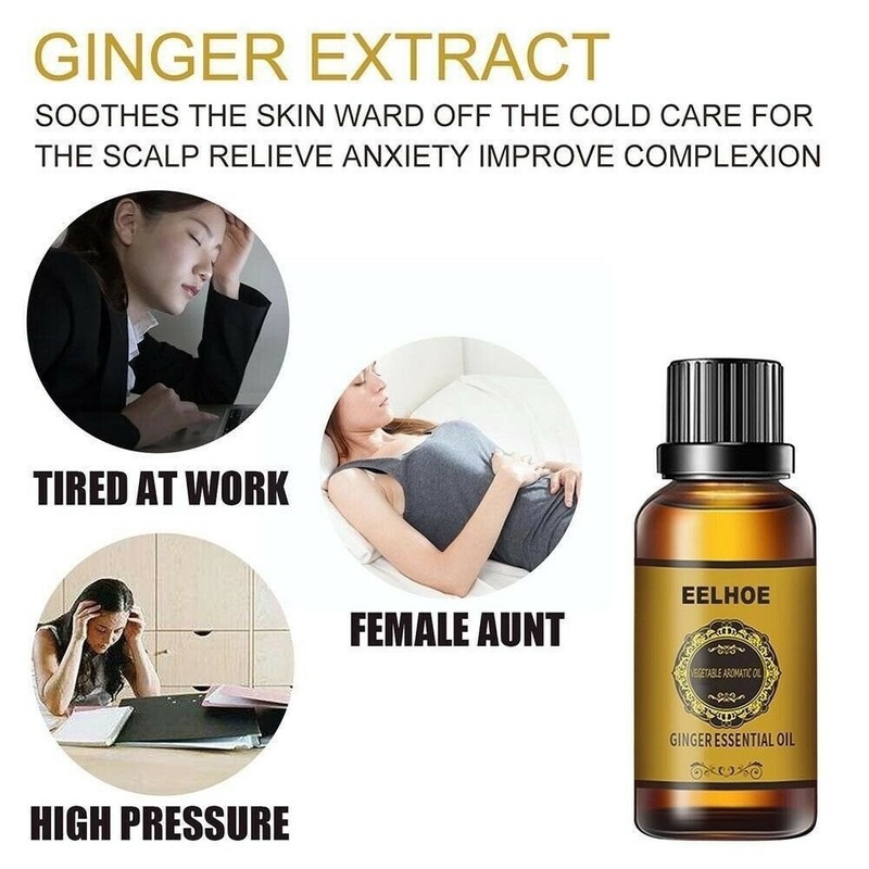 30ML Ginger Essential Oil Promote Metabolism Full Body Slim Massage Oils Lymphatic Drainage Therapy Anti Aging Plant Essential Oil