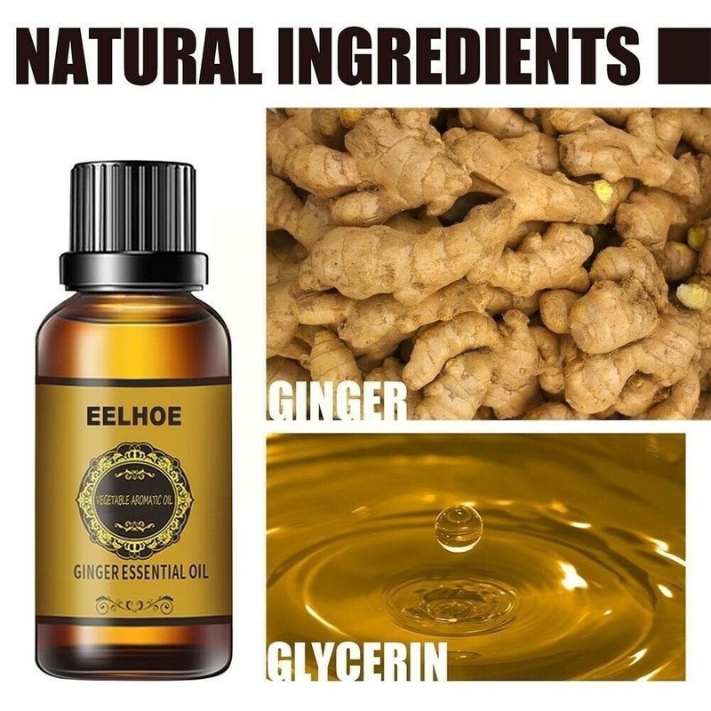 30ML Ginger Essential Oil Promote Metabolism Full Body Slim Massage Oils Lymphatic Drainage Therapy Anti Aging Plant Essential Oil