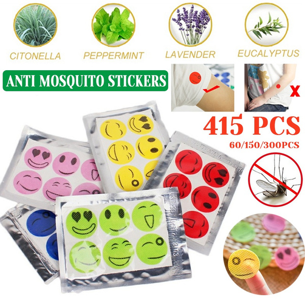 450/300/150/60PCS Cute Smile Face Anti Mosquito Stickers Mosquito Repellent Patch Set for Indoor Outdoor (Random Color)