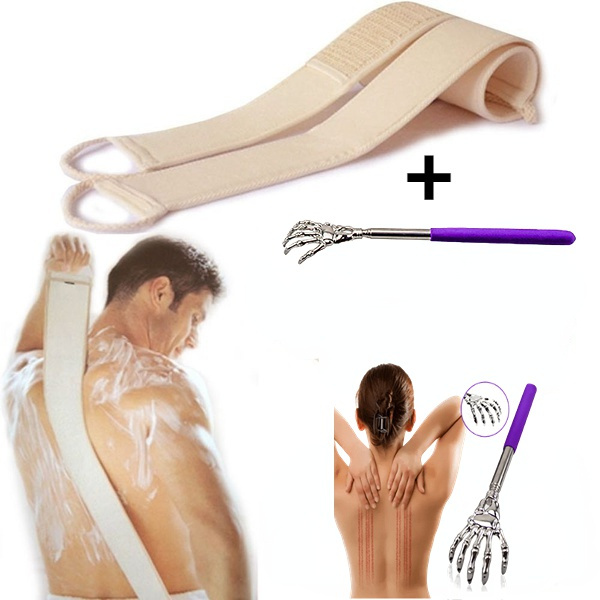 Exfoliating Strap + Retractable Back Massager