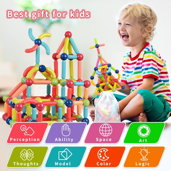 28/42/66 Pieces Magnetic Building Sticks Blocks Toy, Stem Educational Construction Toys, 3D Magnet Building Puzzle Toys Gift for Kids and To