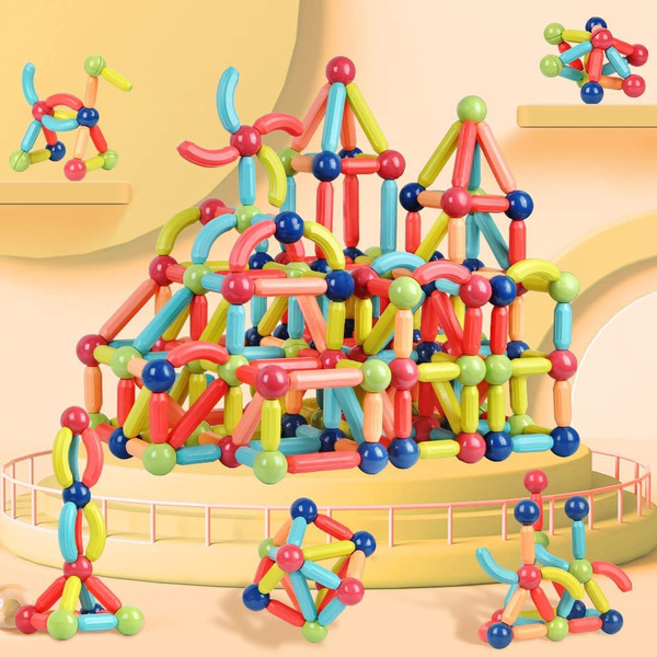 28/42/66 Pieces Magnetic Building Sticks Blocks Toy, Stem Educational Construction Toys, 3D Magnet Building Puzzle Toys Gift for Kids and To