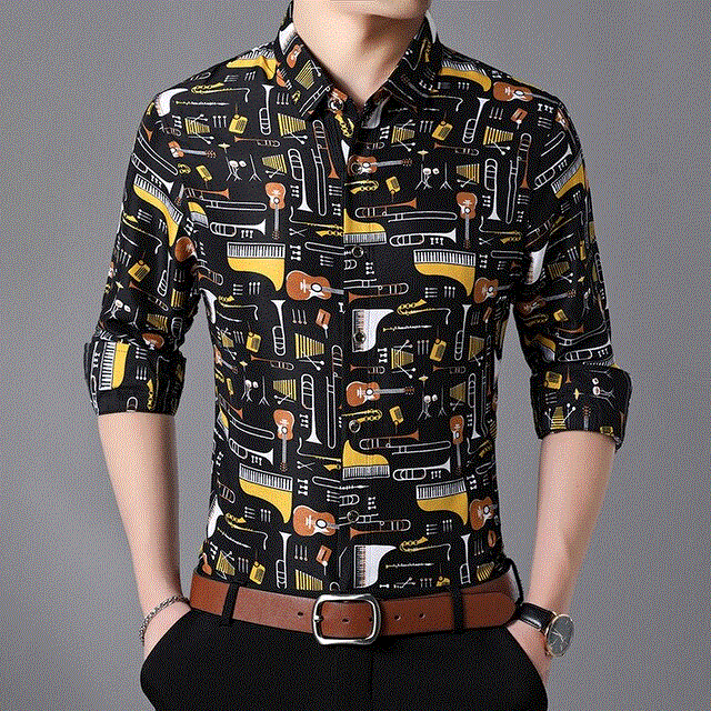 2021 High quality New Men's Casual Shirt Pattern Print Long-sleeved Shirt Male Clothes Big Size 5XL 6XL 7XL