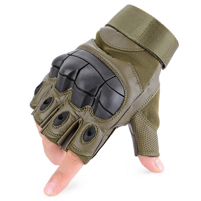 2021 High quality PU Motorcycle Half Finger Glove Motorbike Hard Knuckle Fingerless Riding Biker