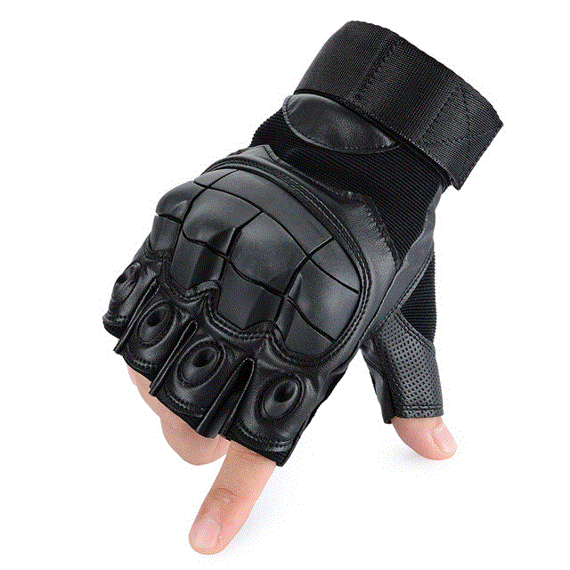 2021 High quality PU Motorcycle Half Finger Glove Motorbike Hard Knuckle Fingerless Riding Biker