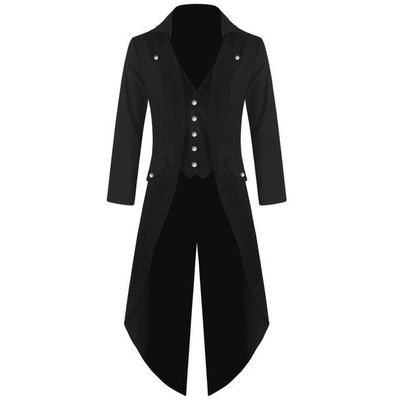2021 High quality Hot Sale Vintage Gothic Long Jacket Autumn Retro Cool Uniform Costume Trench Coat Button Male