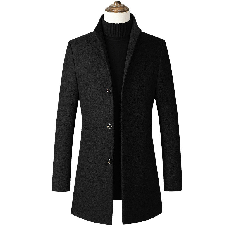 2021 High quality HotsaleFashion Mens Windbreaker Jacket Long Overcoat Men Plus Trench Coat Collar Slim Wool Coat Male