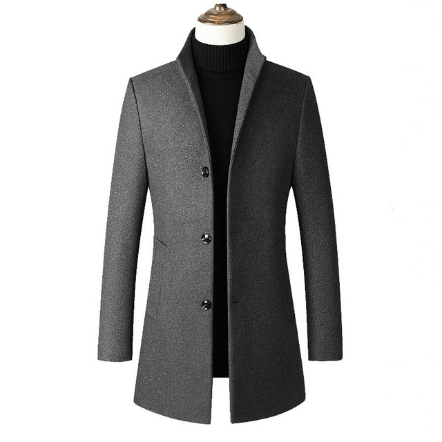 2021 High quality HotsaleFashion Mens Windbreaker Jacket Long Overcoat Men Plus Trench Coat Collar Slim Wool Coat Male