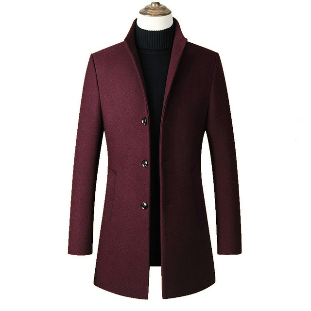 2021 High quality HotsaleFashion Mens Windbreaker Jacket Long Overcoat Men Plus Trench Coat Collar Slim Wool Coat Male