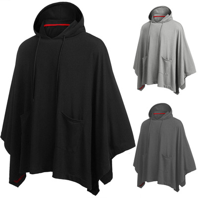 2021 High quality Men's Hooded Cape for Spring Trench Coat Men black windbreaker clothing outerwear
