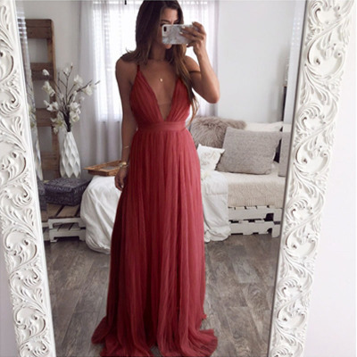2021 High quality Sexy v neck backless summer pink dress  lace evening maxi dresses female long party dress ladies