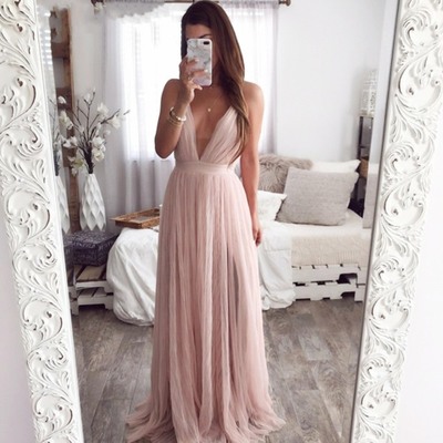 2021 High quality Sexy v neck backless summer pink dress  lace evening maxi dresses female long party dress ladies