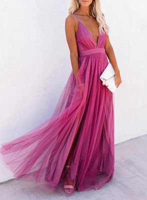 2021 High quality Sexy v neck backless summer pink dress  lace evening maxi dresses female long party dress ladies
