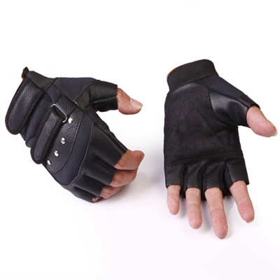 2021 High quality Fashion Leather Fingerless Gloves Men Women Half Finger Driving Gloves Locomotive Gloves