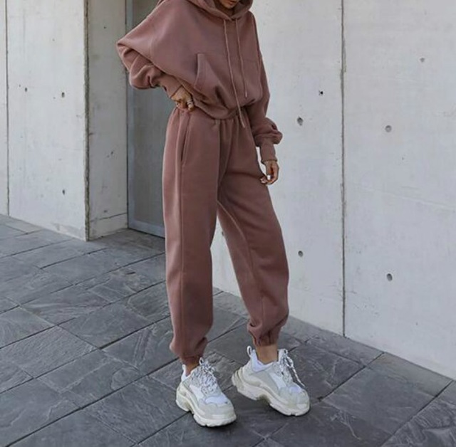 Women  Set  Women's Tracksuit Oversized Hoodie And Pants Casual Sport Suit Winter