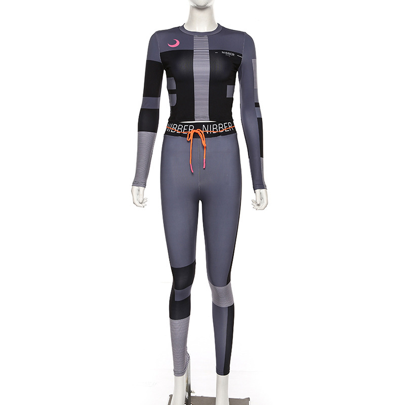 2021 High quality Streetwear two Piece Set Women Soprt suit Outfits Long Sleeve Crop Top and Sweat Pants Tracksuit