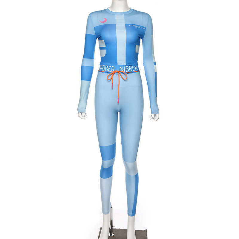 2021 High quality Streetwear two Piece Set Women Soprt suit Outfits Long Sleeve Crop Top and Sweat Pants Tracksuit