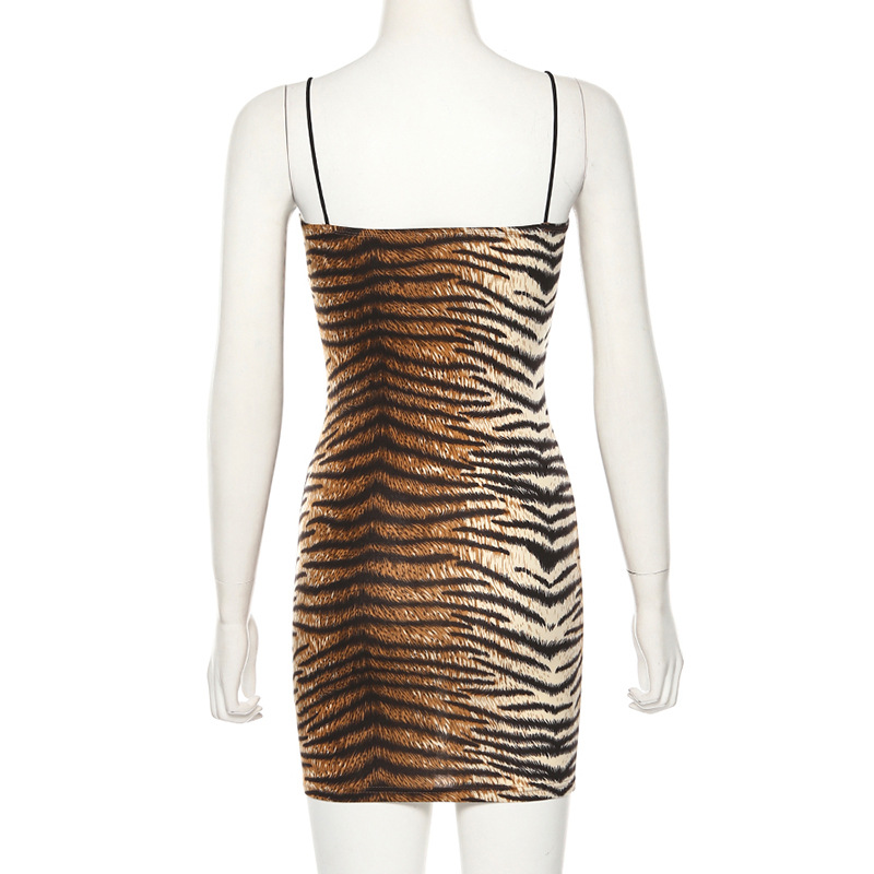 2021 High quality autumn winter women mini party dress leopard tiger print bodycon sexy  clothes club streetwear