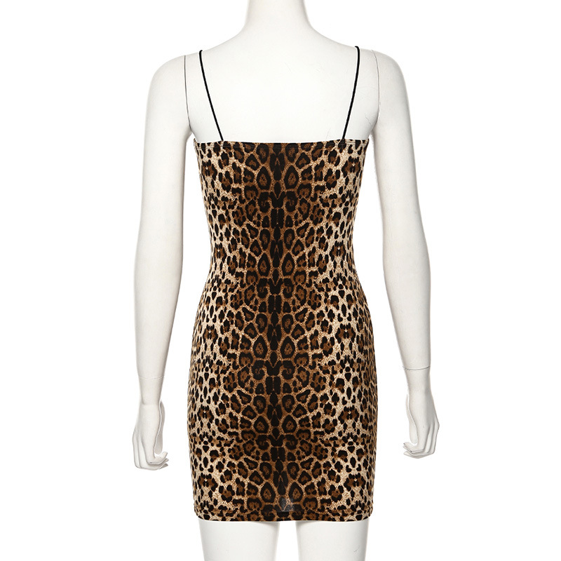 2021 High quality autumn winter women mini party dress leopard tiger print bodycon sexy  clothes club streetwear