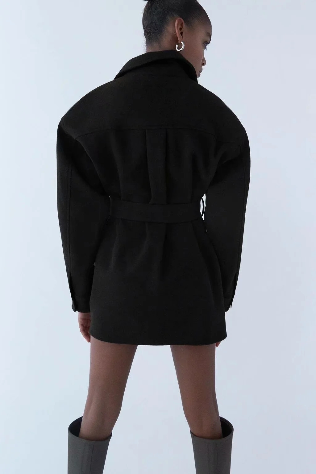 2021 High quality Women Fashion With Belt Loose Woolen Jacket Coat Vintage Long Sleeve Side Pockets Female Outerwear