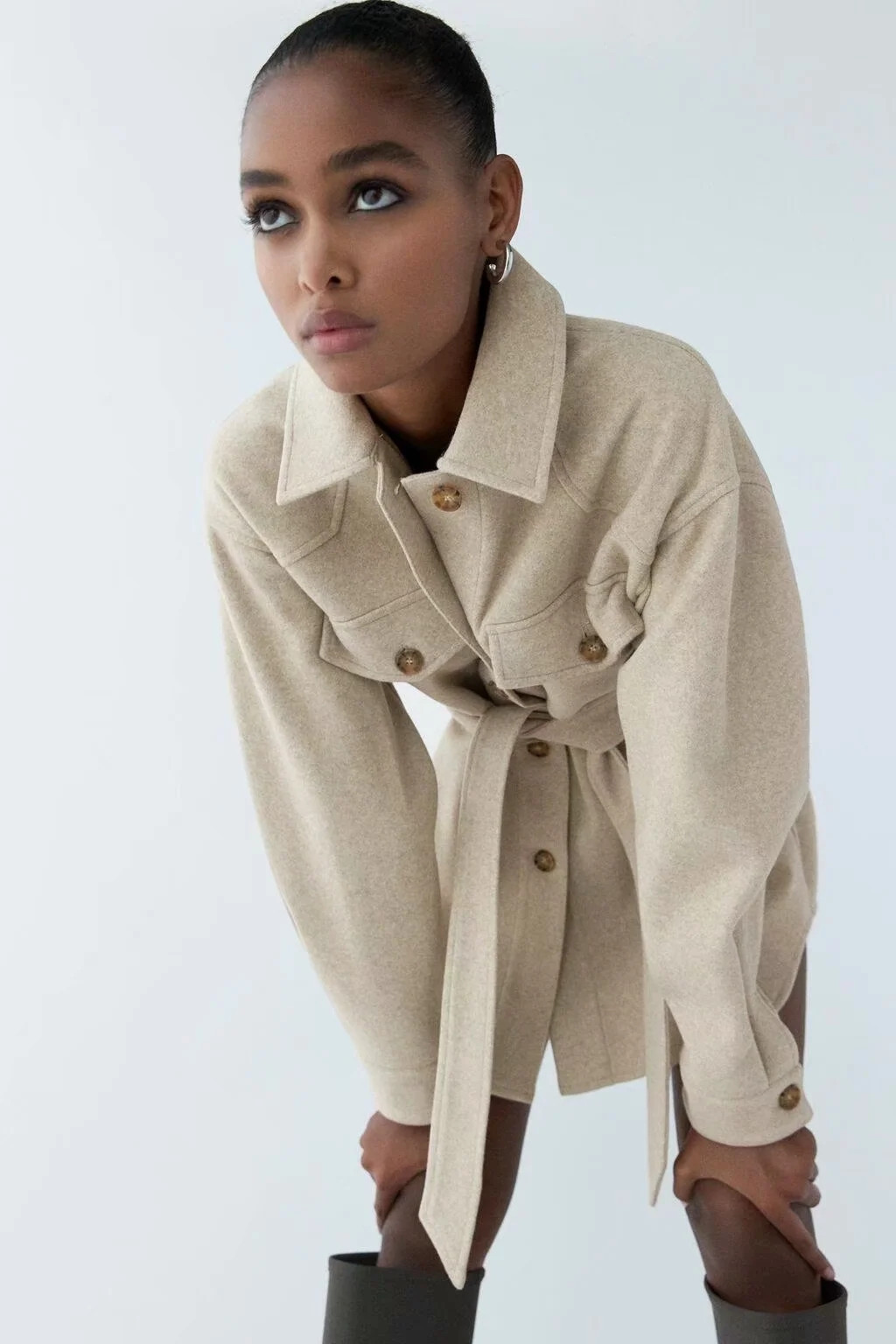 2021 High quality Women Fashion With Belt Loose Woolen Jacket Coat Vintage Long Sleeve Side Pockets Female Outerwear