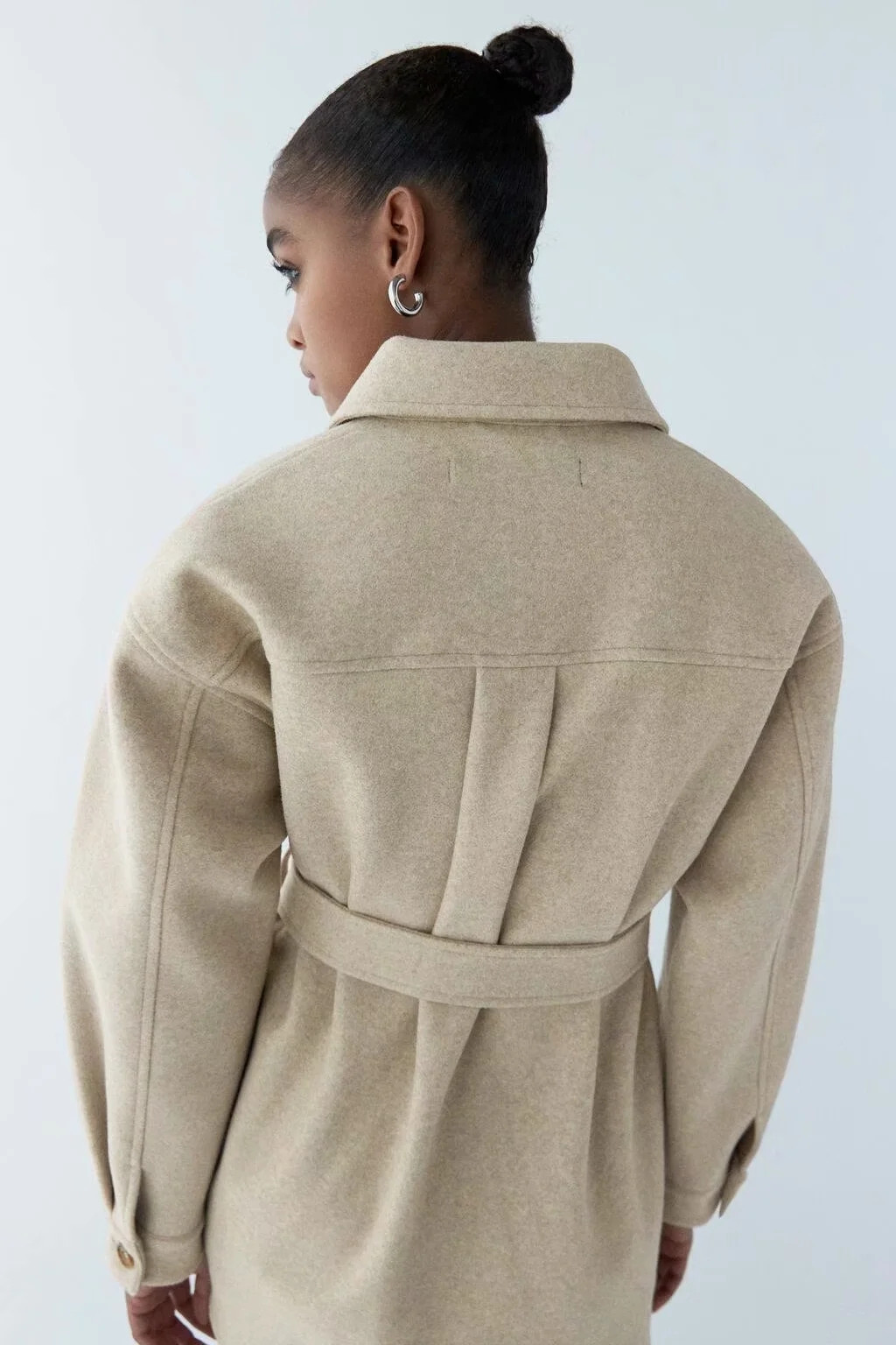 2021 High quality Women Fashion With Belt Loose Woolen Jacket Coat Vintage Long Sleeve Side Pockets Female Outerwear